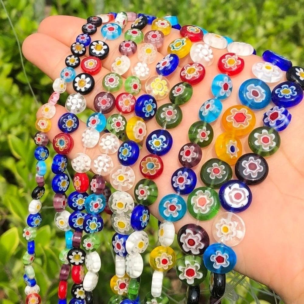 Round Flat Millefiori Lampwork Glass Beads 4/6/8mm Scattered Beads Jewelry Bracelet Making