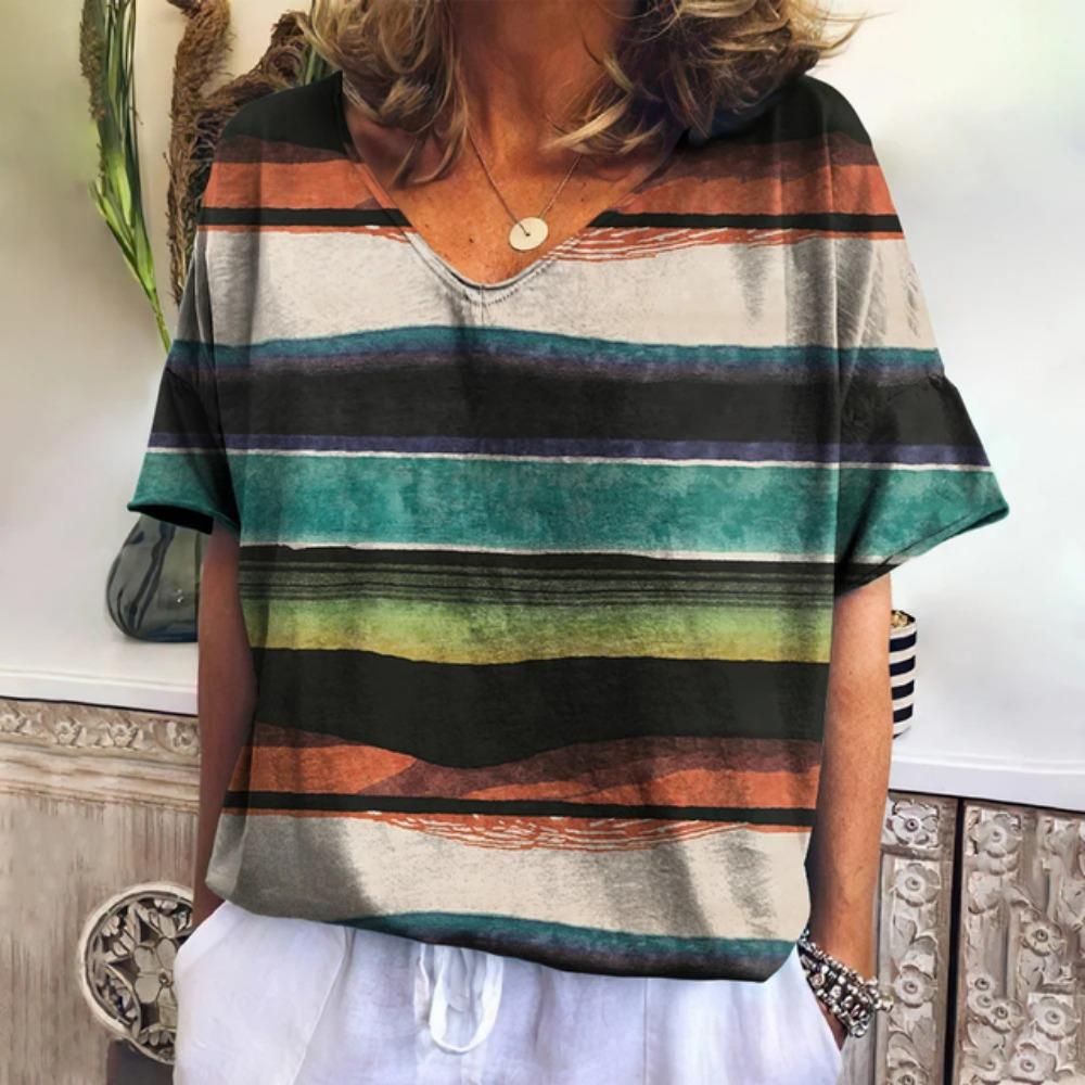 

Летняя футболка для женщин с V-образным вырезом, повседневные модные топы, клетчатые футболки, одежда в стиле Харадзюку, свободная блузка с коротким рукавом, женская толстовка 5XL