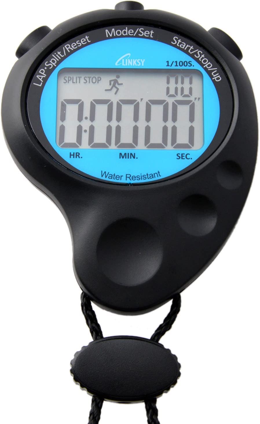 LINKSY Splashproof Multifunctional Stopwatch 1/100 Second Measurement 10 Hour Meter small чёрный