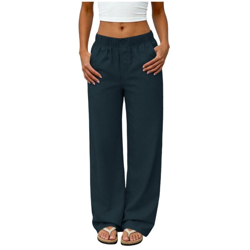 Summer new European and American style high waist loose straight pants women's casual trousers fashion versatile European and American