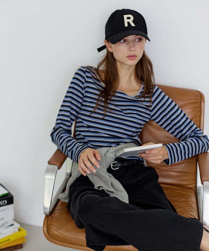 ROIROI Striped Long Sleeve T-Shirt - Navy