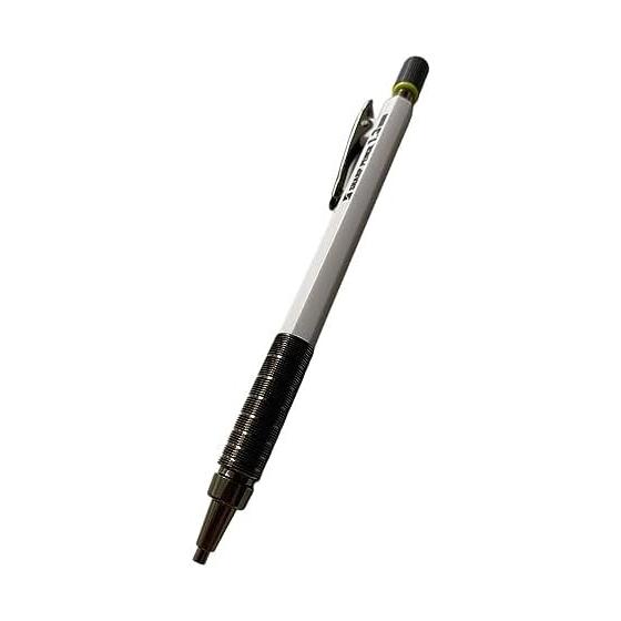 Shokodo Kirin Architectural Mechanical Pencil 1.3mm, White, One-Touch Clip for Thick Tool Belts, Integrated Grip and Chuck for Anti-Drop, Anti-Drop