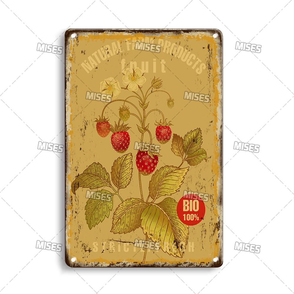 MISES Fruit And Vegetable Metal Poster Decorative Plate Kitchen Vintage Poster Home Bar Farm Industrial Decor Metal Tin Sign