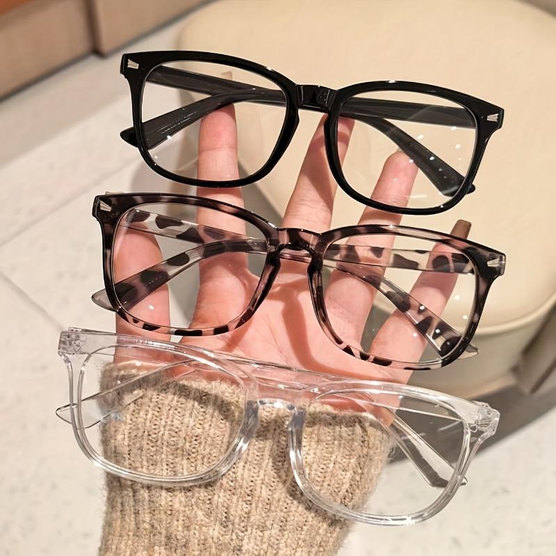 3 Pairs of Men's and Women's Universal Y2K Basic Square Small Frame Simple and Fashionable Ordinary Decorative Glasses