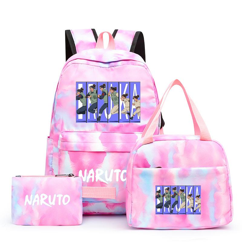 3-teiliger Schulrucksack für Mädchen Y2K mit Lunch-Taschen, Studenten-Taschen-Set, Kinder-Stifttasche, zurück zur Schule, Anime-Leinwand-Rucksack