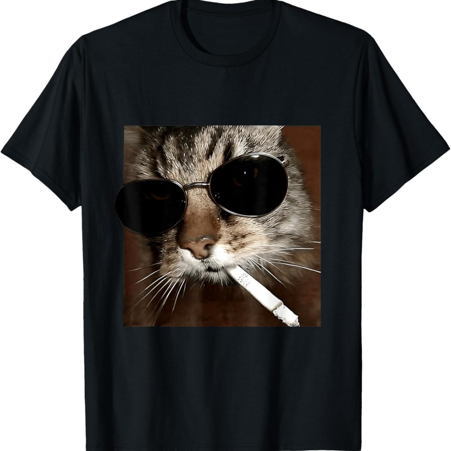 

Cat Meme Wearing Sunglass And Smoking Cigarette Gangster Cat T-Shirt XXXXXL чорний