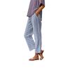 Women's Elastic Waist Straight Leg Pants Loose Fit Striped Casual Trousers