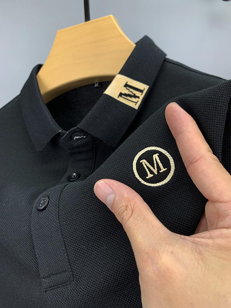 High-End Embroidered Men's Cotton Polo Shirt: Summer Short-Sleeved Lapel Design