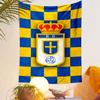 "Blue and Yellow Checkered Emblem Design" Patterned Tapestry Decorative Wall Hanging, Home Bedroom Living Room Decor