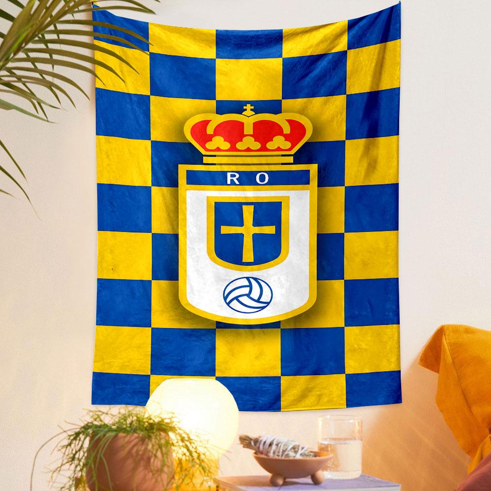 "Blue and Yellow Checkered Emblem Design" Patterned Tapestry Decorative Wall Hanging, Home Bedroom Living Room Decor