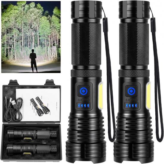 LED Rechargeable Flashlights 990000 High Lumens, Super Bright Flashlight High Power Flash Light with 7 Modes, 15H Running Time, IPX7 Waterproof