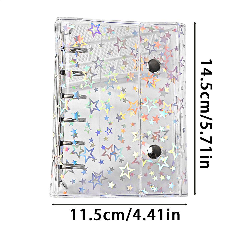 Binder Sheet Protectors PVC Personal Journal Storage Binder With Star Pattern Personal Organizers Protection for Teens Girls