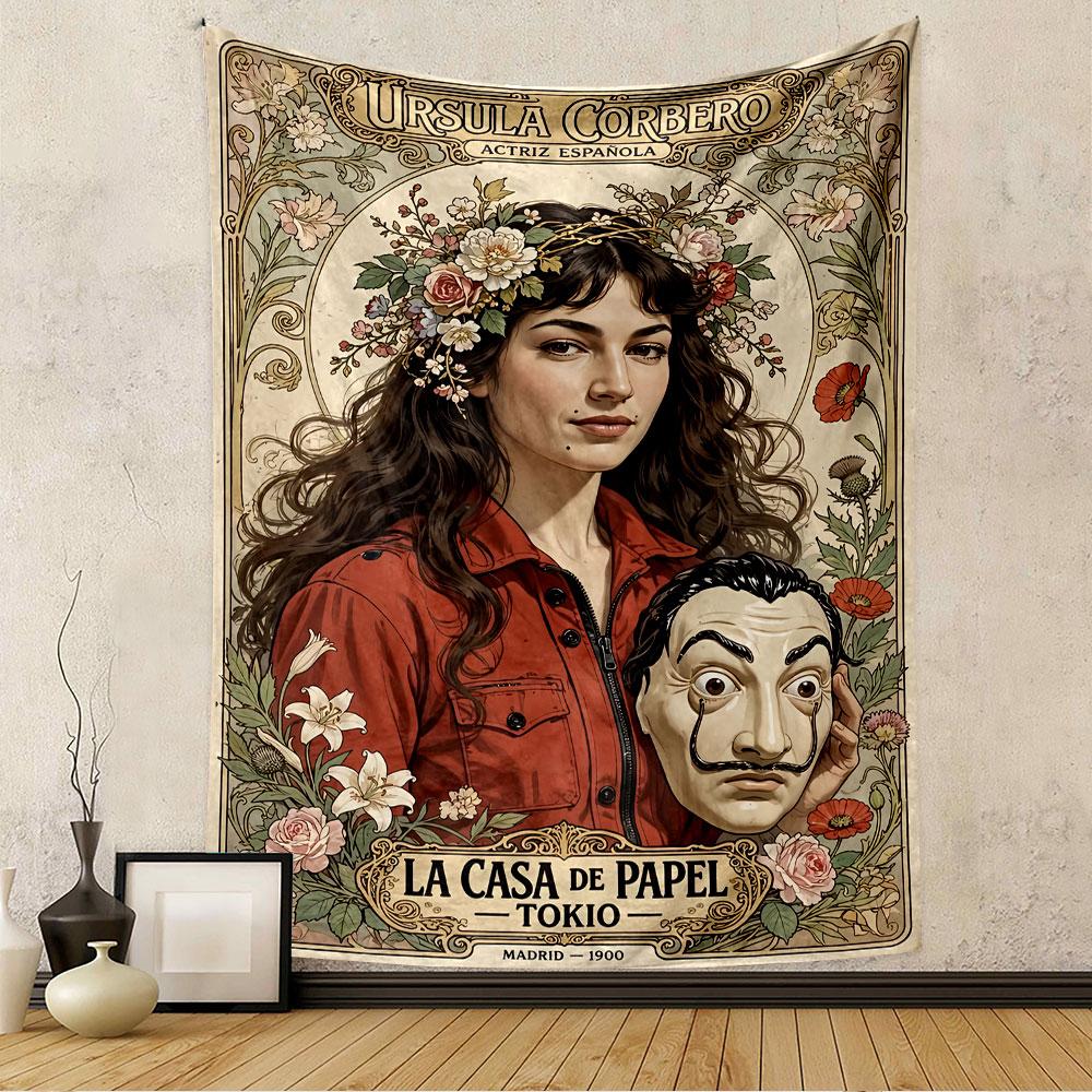 La Casa de Papel Tapestry Wall Hanging, Money Heist Tokyo Poster Art, TV Wall Decor for Bedroom Living Room Dorm