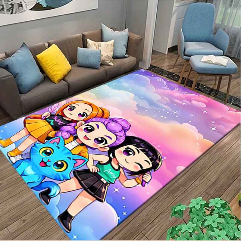1pc General-purpose Rug, Kpop Demon Hunters Printed Area Rug, Comfortable Office Chair Carpet, Home Entrance Floor Mat
