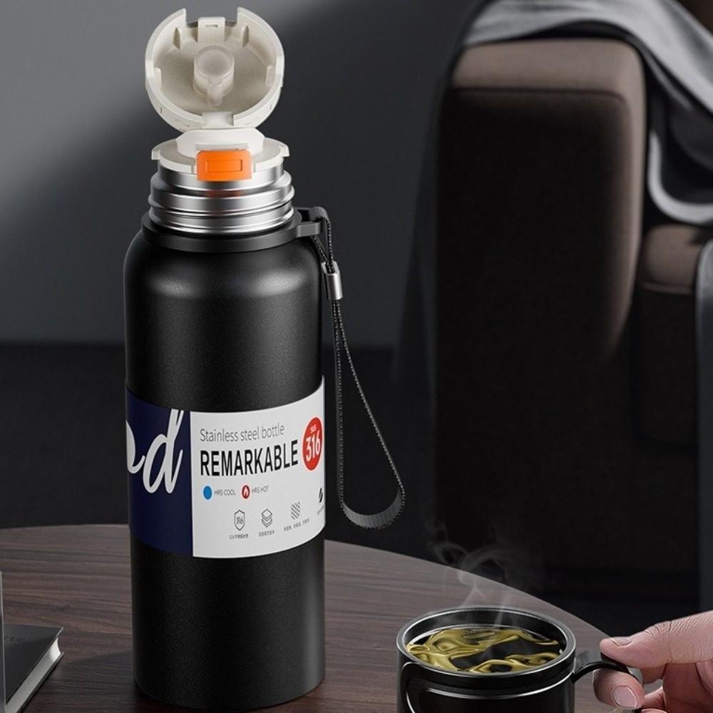 316 Stainless Steel Double-Cover Thermos Cup Large Capacity Insulated Cup  Men Women