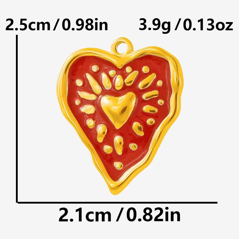 2 Stück Roter Emaille/Strass Liebe Anhänger Edelstahl Herz Charm Für Schmuckherstellung Zubehör Großhandel Steampunk Öl Tropfen Charms