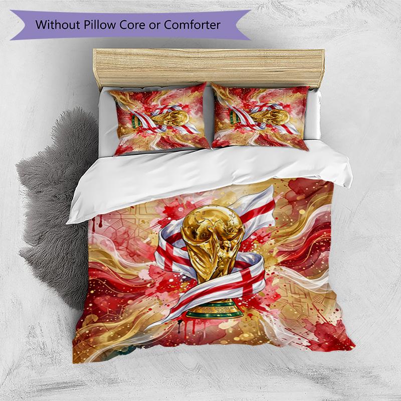 Set Biancheria da Letto Stampata Calcio Inghilterra 3 Pezzi Copriletto Traspirante Accogliente come Regalo per la Casa Nuova o per le Feste