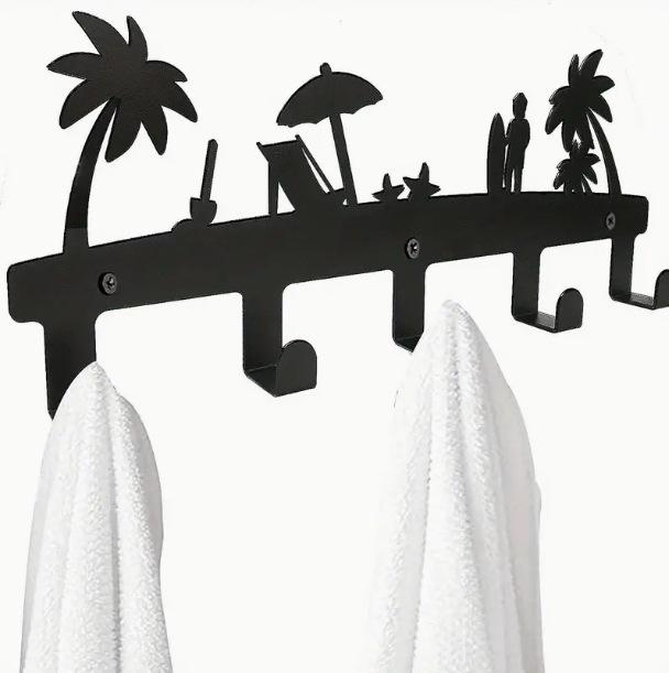 

Wall-Mounted Metal Towel and Coat Rack for Bedroom, Bathroom, or Living Room 40.64*16 cm чорний