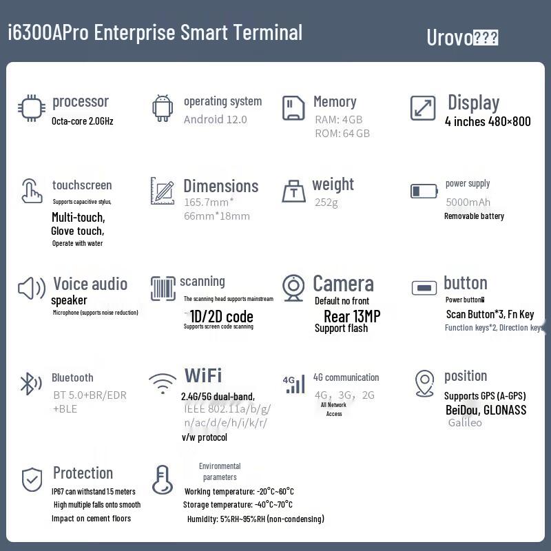 UROVO i6300APro Handheld PDA Barcode Scanner