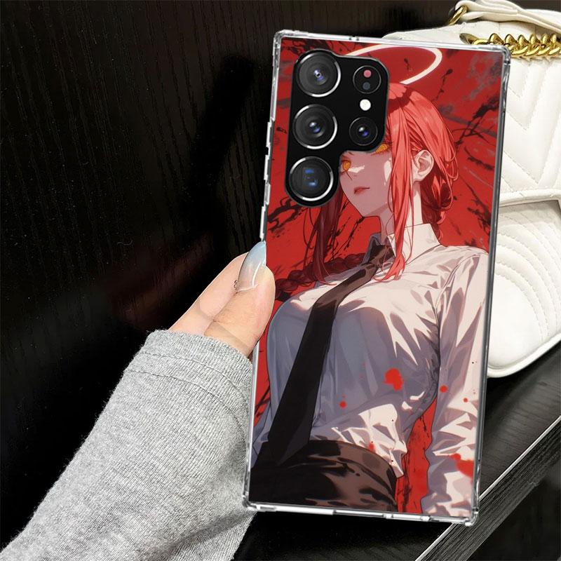 C-Chainsaw Mans Makima Case for Samsung Galaxy S25 S24 S23 S22 Ultra Soft Phone Cover S25 Edge S21 Plus S20 FE S10 + Black Cover