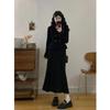 Corduroy Waist-Cinching Jacket & Skirt Set, Women's Plus Size, Elegant Slimming Two-Piece for Autumn/Winter