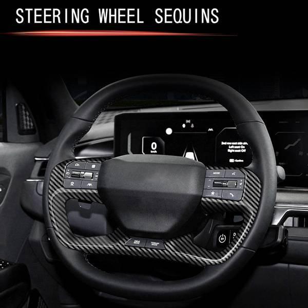 Carbon Fiber Texture ABS Steering Wheel Stickers for Kia EV9 2023-2024