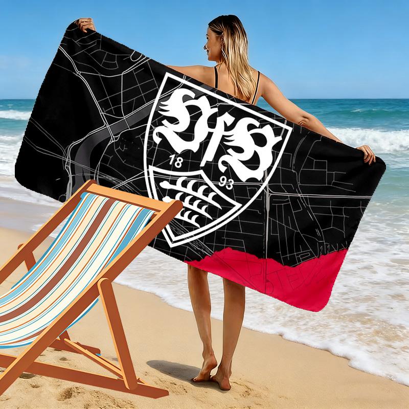 Asciugamano da Spiaggia con Stampa VfB Stuttgart, Asciugamano Grande Morbido Asciugatura Rapida per Spiaggia Campeggio Nuoto