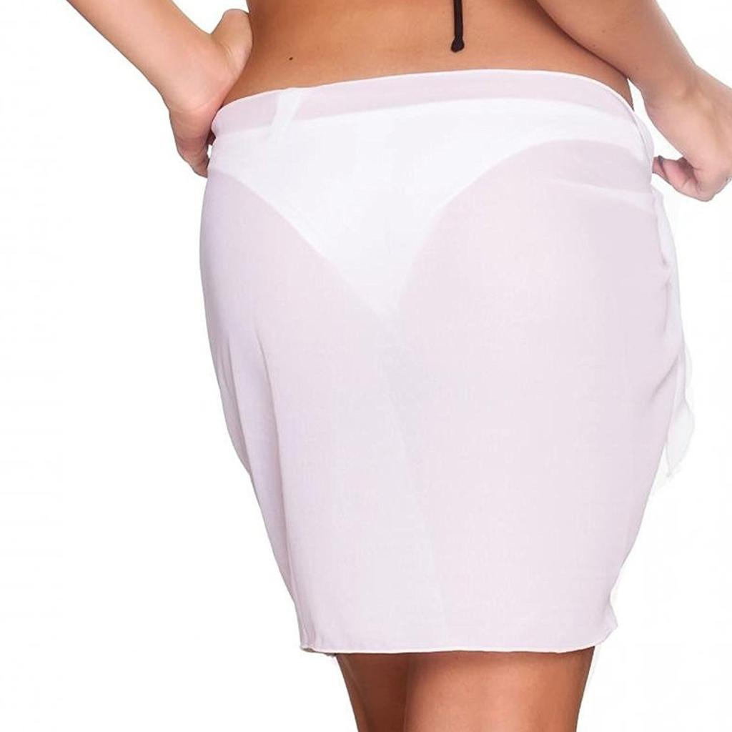 2Pcs Beach Sarongs Sunscreen Polyester Fiber Soft Beach Cover Up Skirt Bikini Wrap Black White