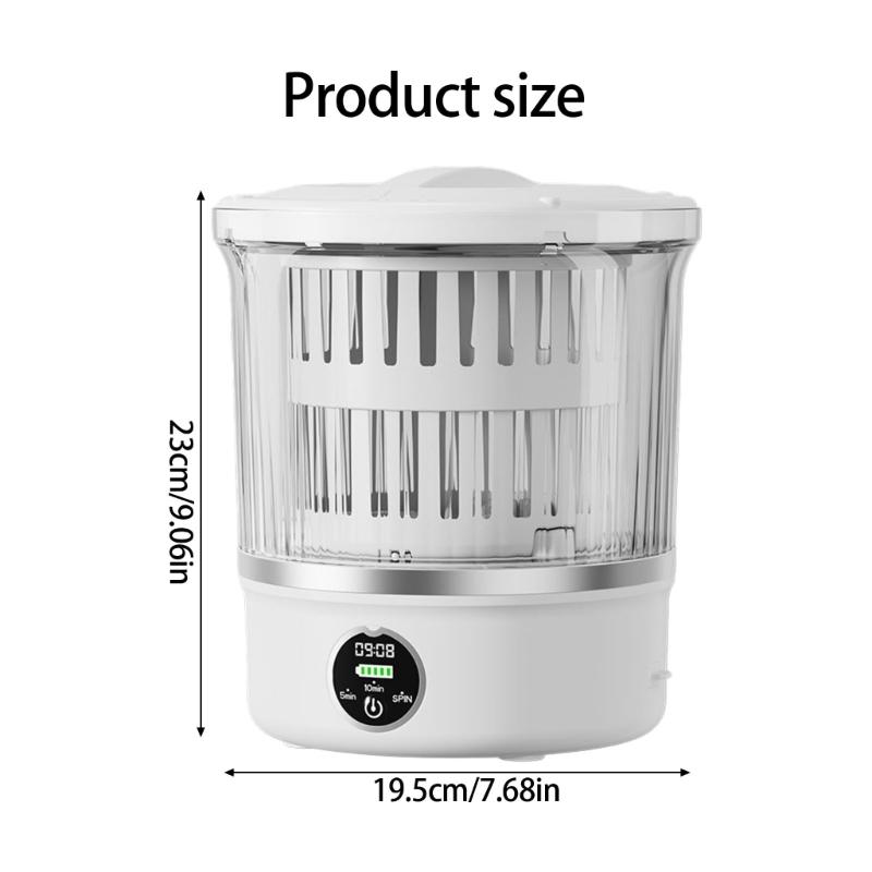 Compact Cordless Laundry Washer with Built In Battery for Delicate Clothes Dormitory Camping Water Saving Technology