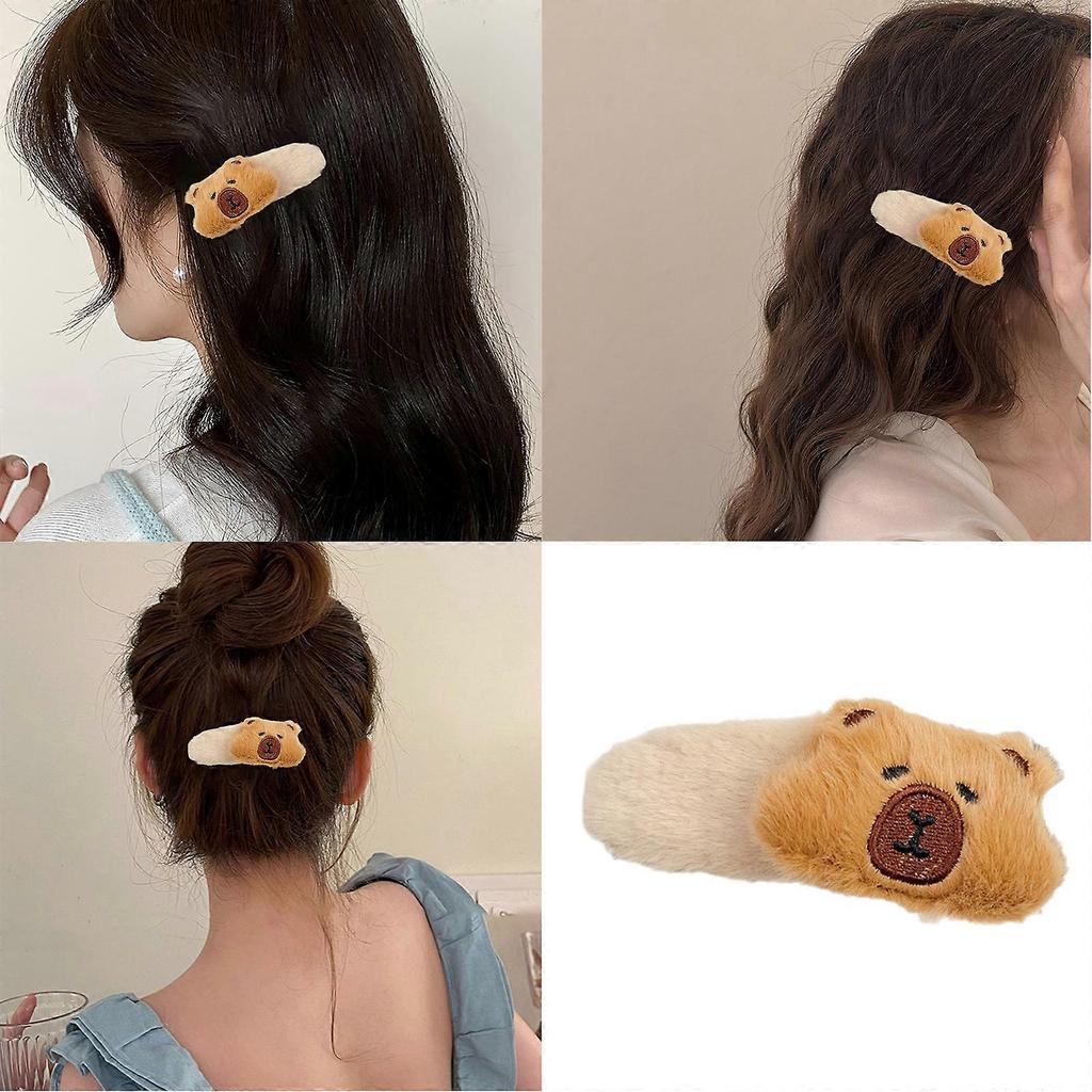 Opaska na głowę kapibary Futerkowa gumka do włosów Uroczy klips do włosów kapibary Futerkowe nakrycie głowy Klipsy BB Akcesoria do włosów Prezent urodzinowy dla dziewczynek na imprezę