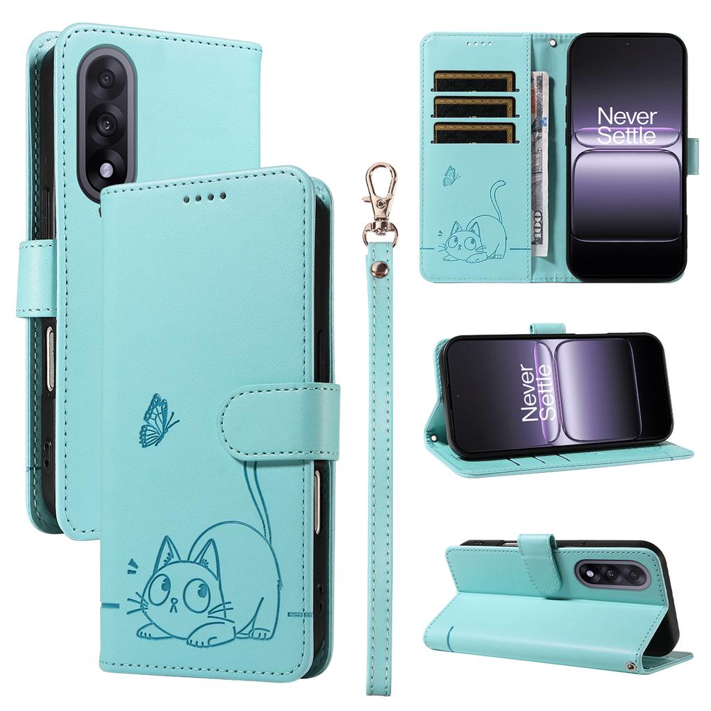 For OnePlus Nord 5 5G/OnePlus Ace 5 Ultra 5G Case Cat Pattern Imprint Leather Phone Cover with Wrist Strap