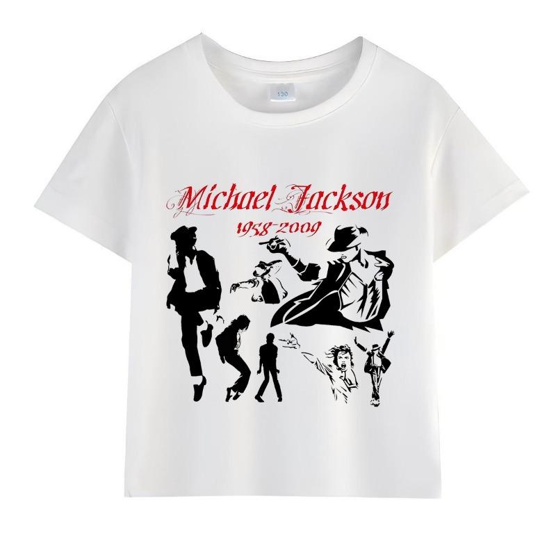 Kids Michael Jackson Rock N Roll T-Shirt Children's Fashion Crew Neck Top Summer Casual Clothes for Baby Boys And Girls