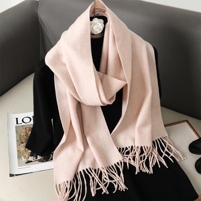 Nytt 62 farger Vinterskjerf for kvinner Langt Varmt Kasjmirskjerf Hijab Ensfarget Dame Sjal Wrap Kvinnelig Pashmina Bandana Hodeskjerf