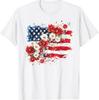 4th of July Floral American Flag Wildflowers Patriotic Women T-Shirt