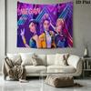 Demon Hunters Kpop Wall Tapestry Aesthetic Wall Hanging Printed Fabric Blanket Decorative Tapestries for Bedroom Living Room Home Decor
