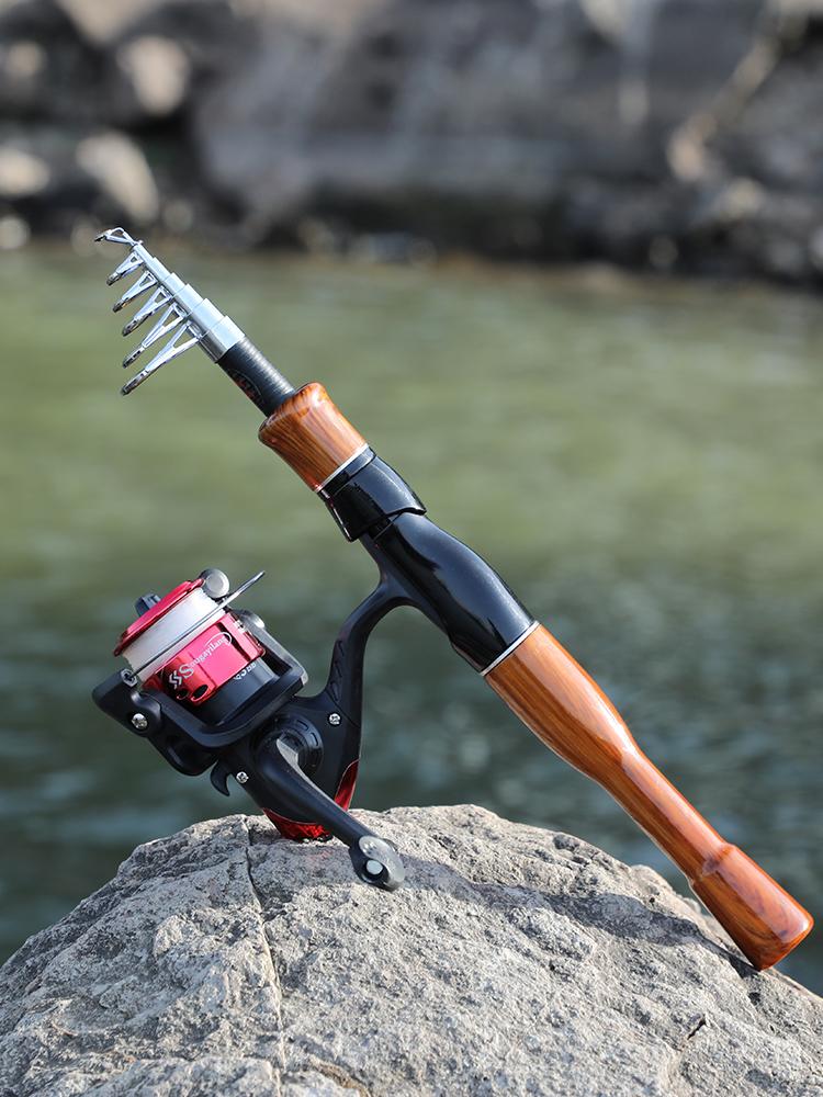 SOUGAYILANG Spinning Fishing Rod 1.6m Fishing Reel Set Telescopic Fishing Pole Salt/Freshwater Fishing Travel Fishing Tools