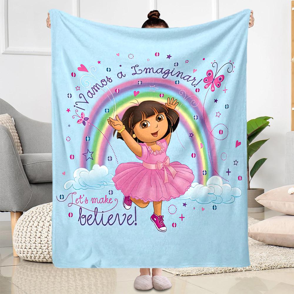 Dora Explorer Blanket Soft & Cozy Suitable for Office Picnics Chair Four Seasons Universal Playful Design Perfect Gift for Relatives and Friends