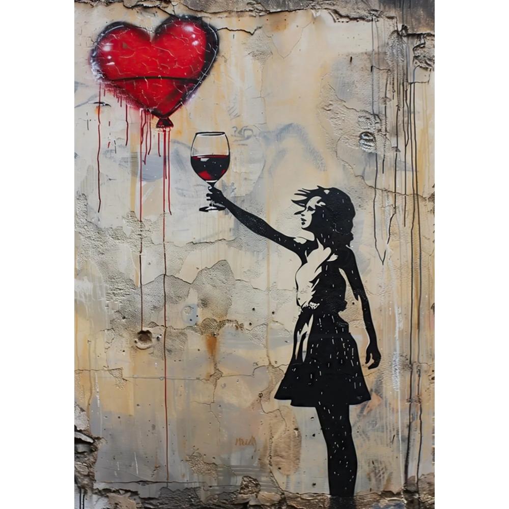 Pop Street Graffiti Wall Art Poster Banksy Ragazzo Ragazza con Palloncino su Tela Poster Stampe Pittura Soggiorno Decorazione Casa Regali