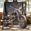 Individuelle Motorraddecke Retro-Fahrraddesign Personalisierter Name Fleece-Überwurf Ganzjahres-Weich Warm Bettwäsche Heimdekoration Geschenk für Männer