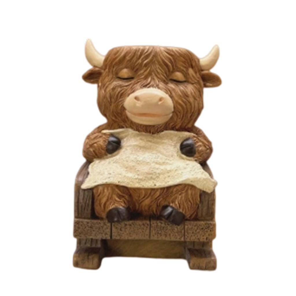 Creative Resin Desktop Planter with Rocking Chair Cow and Figurine Home Decor