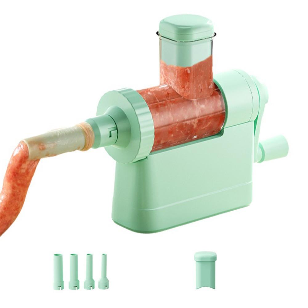 

Fast Filling Manual Sausage Stuffer Large Capacity Detachable Sausage Filling Machine with 4 Filling Nozzles Plastic зелений