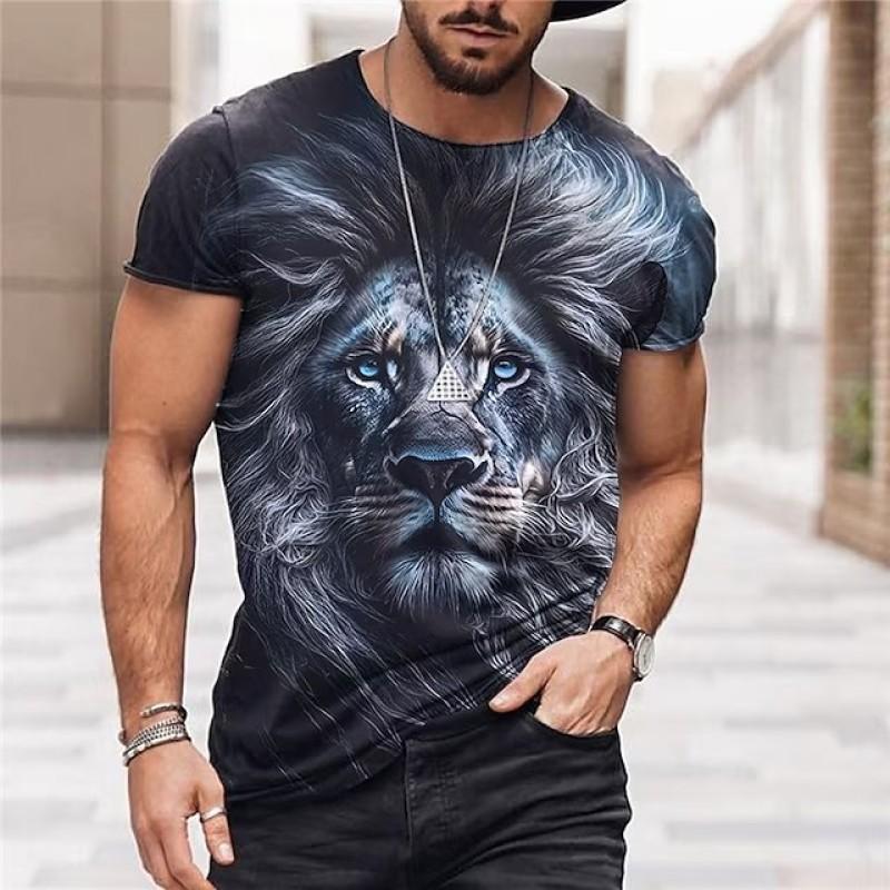 Animal Beast Lion 3D Printed Summer Men's T-shirt Kids Fashion Casual O-Neck Short Sleeve Sportswear Streetwear Oversized Tops