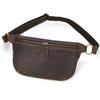 Leather Fanny Pack Men'S And Women'S Leather Retro Crazy Horse Leather Messenger Bag Large Capacity Sports And Leisure Breast Bag