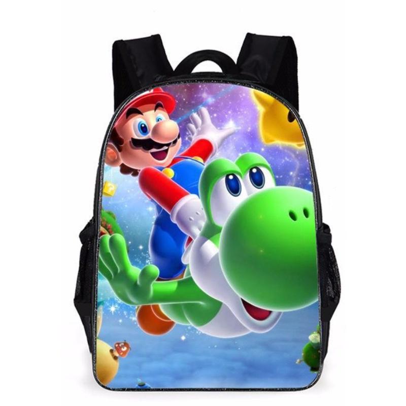 Super Mario Cartoon School Bag Student Backpack Waterproof And Expandable Fashionable And Trendy Style Nylon Material