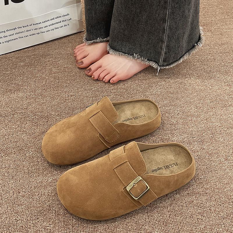 inner heightening thick-soled bag head half slippers women's outer wear spring and autumn new one-pedal Boken slippers