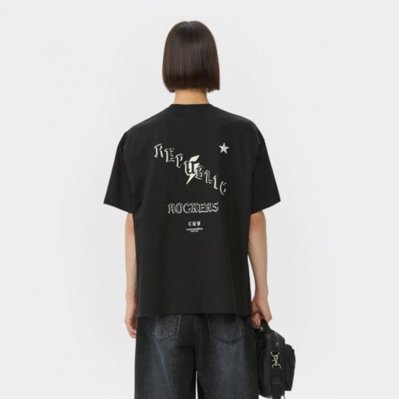 CusTomellow Black Graphic Half Sleeve T shirT cwTam25624bkx