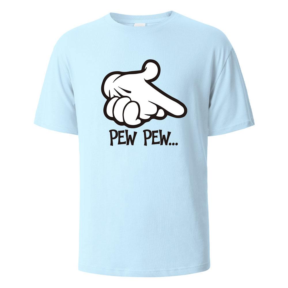Pew Pew Print TShirt 100 Cotton Summer Tees For Men Women Oversize Casual Tops