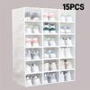 15pcs Transparent Shoe Storage Boxes - Space-Saving Foldable Shoe Organizer, for Sneakers, Boots, and Shoes - Pp Material, Shoe Storage Organizer