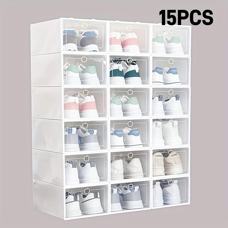 15pcs Transparent Shoe Storage Boxes - Space-Saving Foldable Shoe Organizer, for Sneakers, Boots, and Shoes - Pp Material, Shoe Storage Organizer