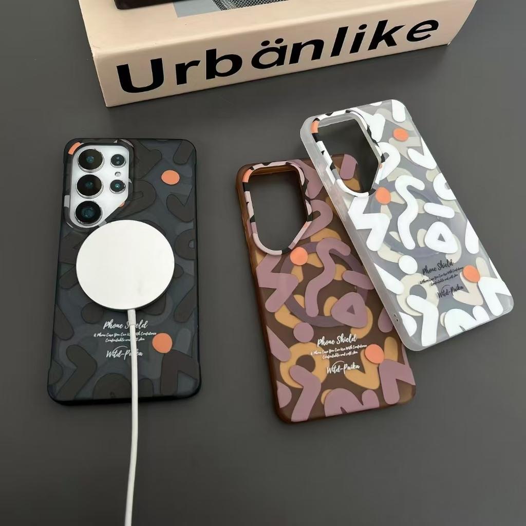 Ins StyleTrendy Graffiti Case For Samsung Galaxy S26 Ultra /S25 Ultra/S24 Ultra/S25 S24 Magnetic Wireless Charging Clear Cover